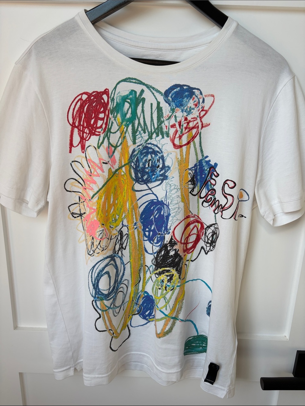 Fendi White Tee with Blue and Green Graphic